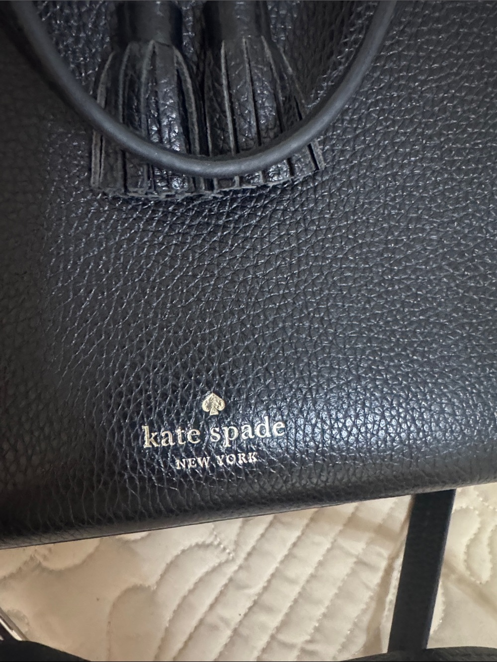kate spade Black Pebbled Leather Tassel Satchel - Picture 9 of 9